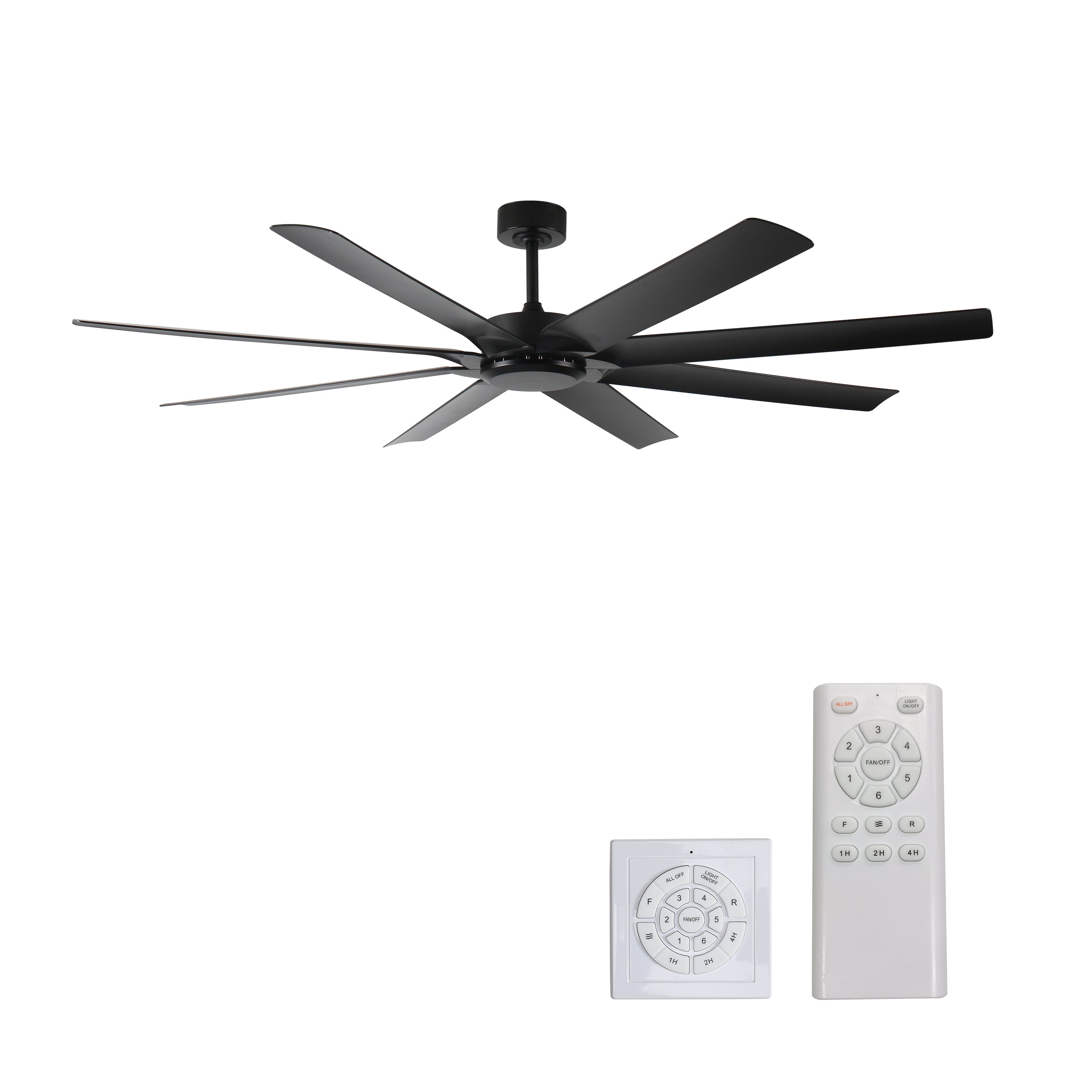 72 inch Ceiling Fans no Light with Remote Control, 8 Reversible Blade, Quiet DC Motor, Timer Function, 6-Speed, Industrial Ceiling Fan for Bedroom Home Kitchen (Black)