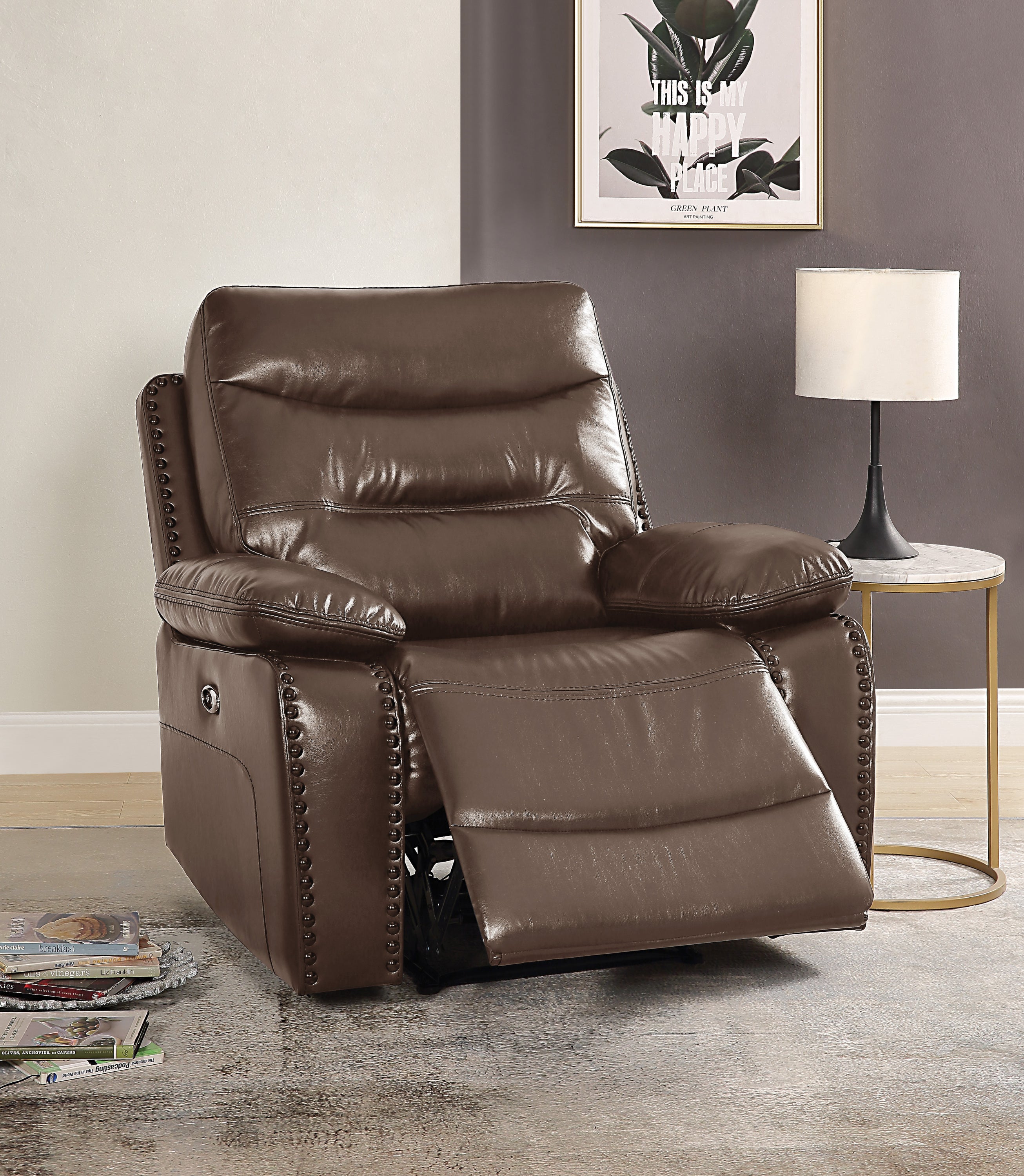 Aashi Brown Leather-GEL Match Recliner Chair