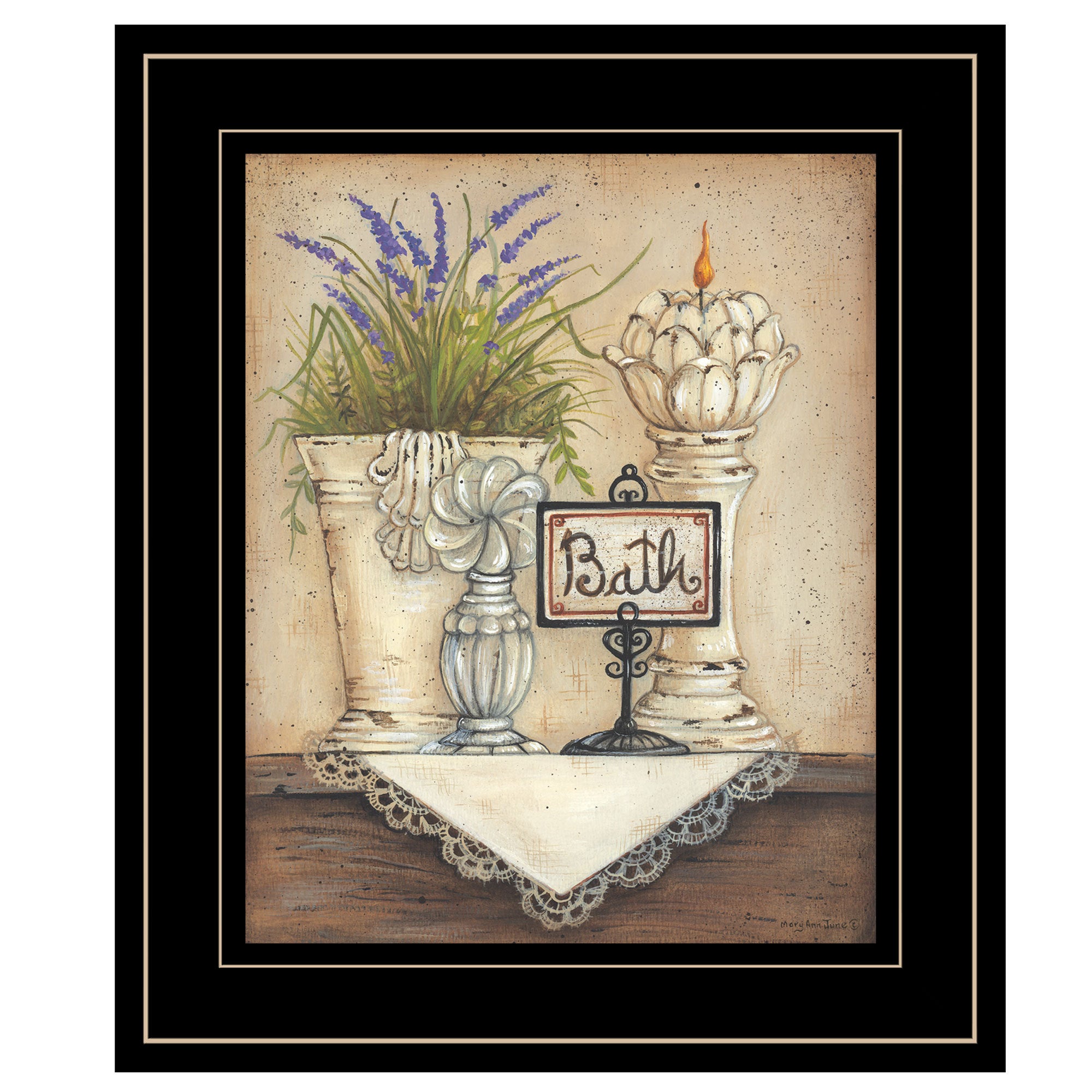 'Bath' Print By Mary Ann June , Ready to Hang Framed Print, Black Frame