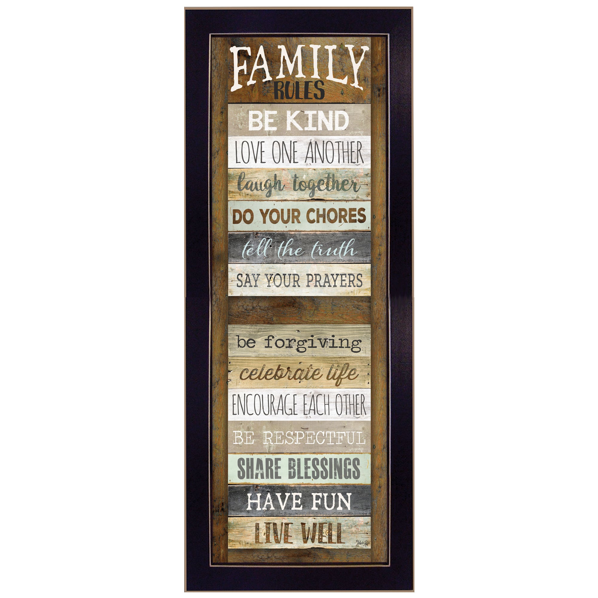 'Family Rules Shutter' By Marla Rae, Printed Wall Art, Ready To Hang Framed Poster, Black Frame