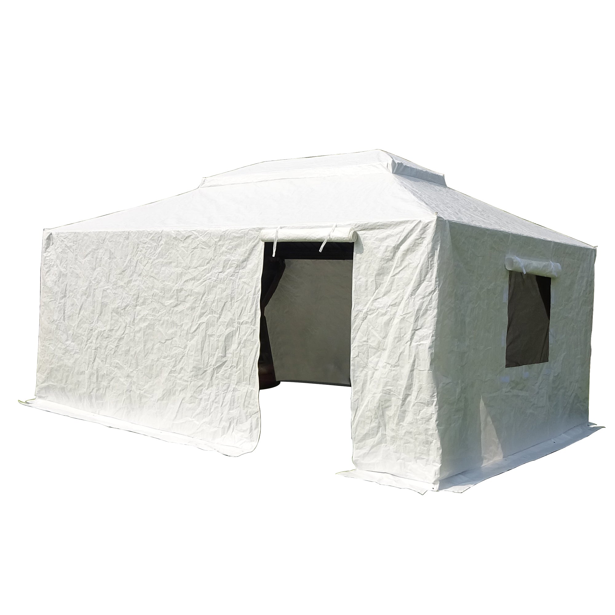 12'x14' Gazebo Cover for Hardtop Gazebos, Outdoor Universal Winter Gazebo Cover with Sidewalls and Mesh Windows, All Season Waterproof Enclosed Gazebo Cover, White