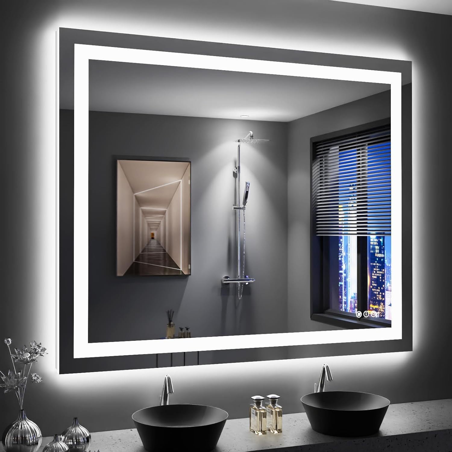 49x40 Inch IP54 Waterproof Bathroom Vanity Mirror - Anti-Fog LED, Front/Backlit, Touch Control, High Lumen LED with CRI 95 Mirror, Infinitely Dimmable, Adjustable 3000K/4500K/6000K Color Temperatures