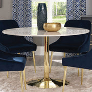 Raleigh White and Brass Pedestal Dining Table