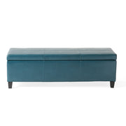 GLOUSTER Contemporary Storage Ottoman V2 with Upholstered PU in Teal, 51.25 x 17.50 x 16.25 inches