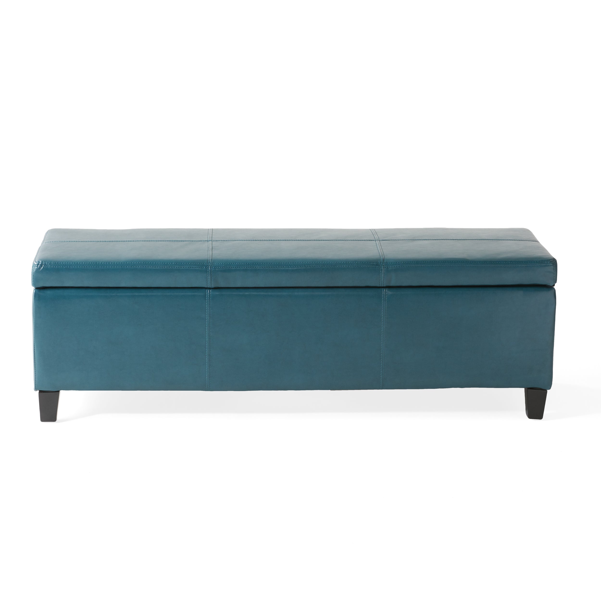 GLOUSTER Contemporary Storage Ottoman V2 with Upholstered PU in Teal, 51.25 x 17.50 x 16.25 inches