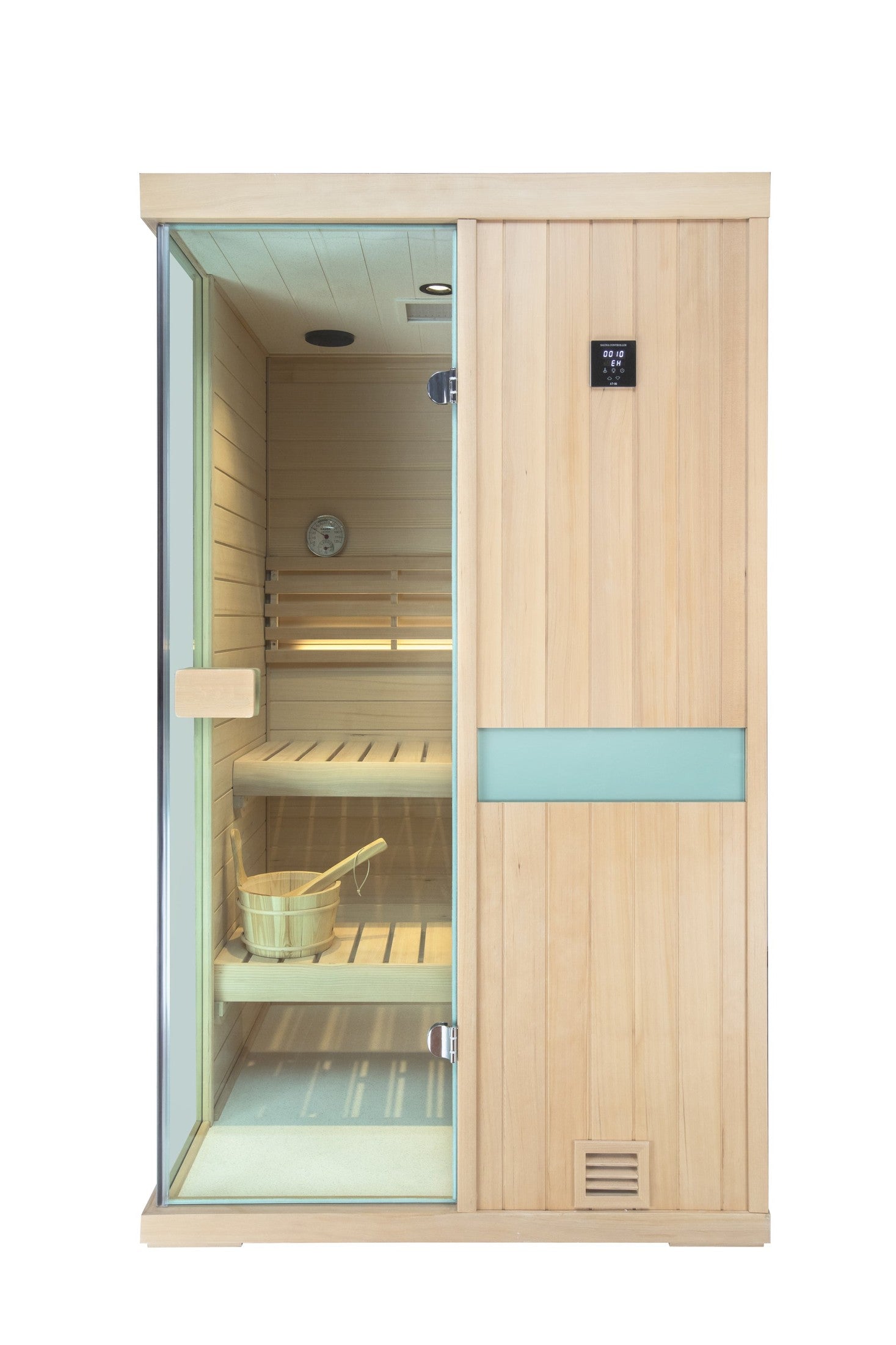Two-person wooden steam sauna room