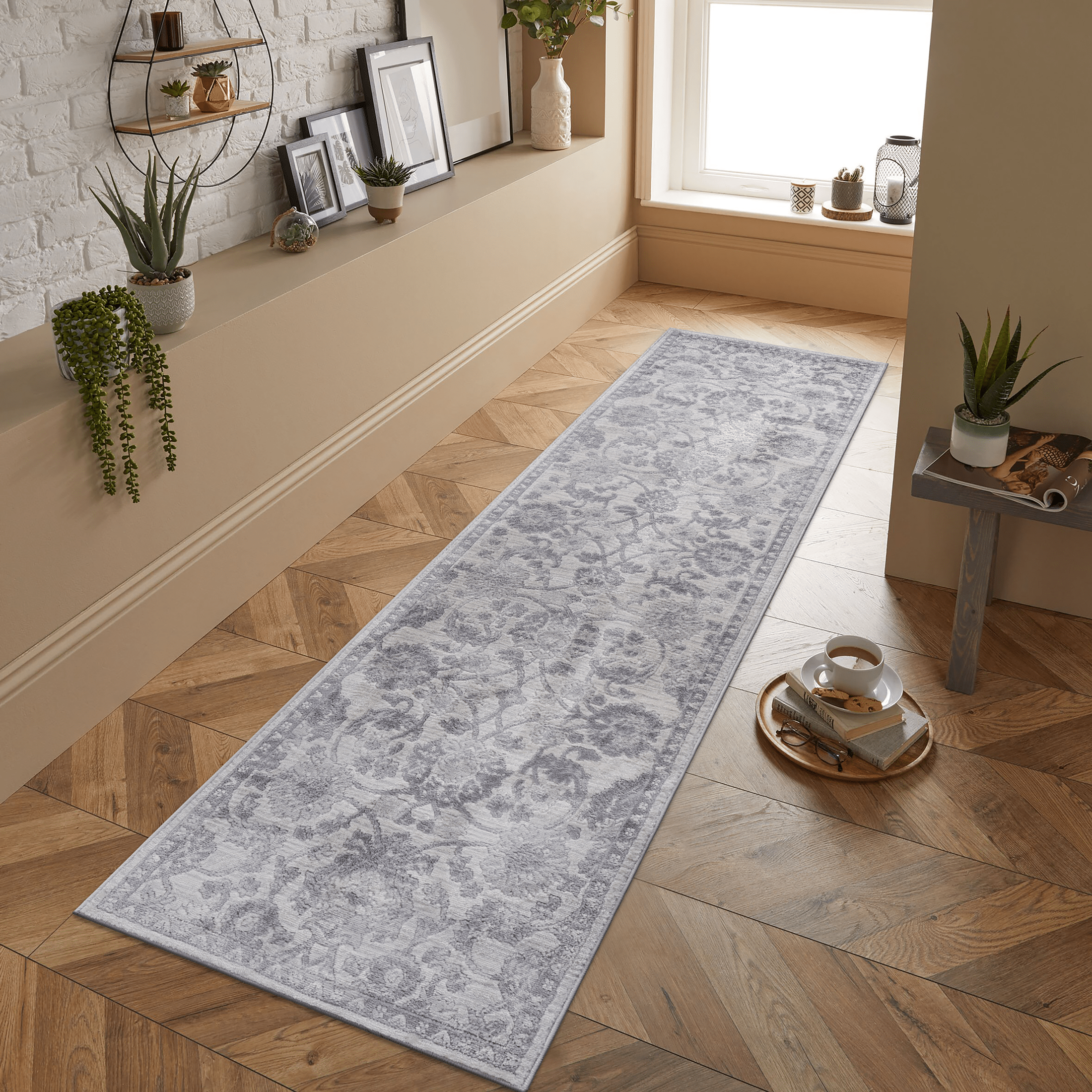 LOOM & LUXE Collection 2X8 Grey/Silver/Oriental Non-Shedding Living Room Bedroom Dining Home Office Stylish and Stain Resistant Area Rug