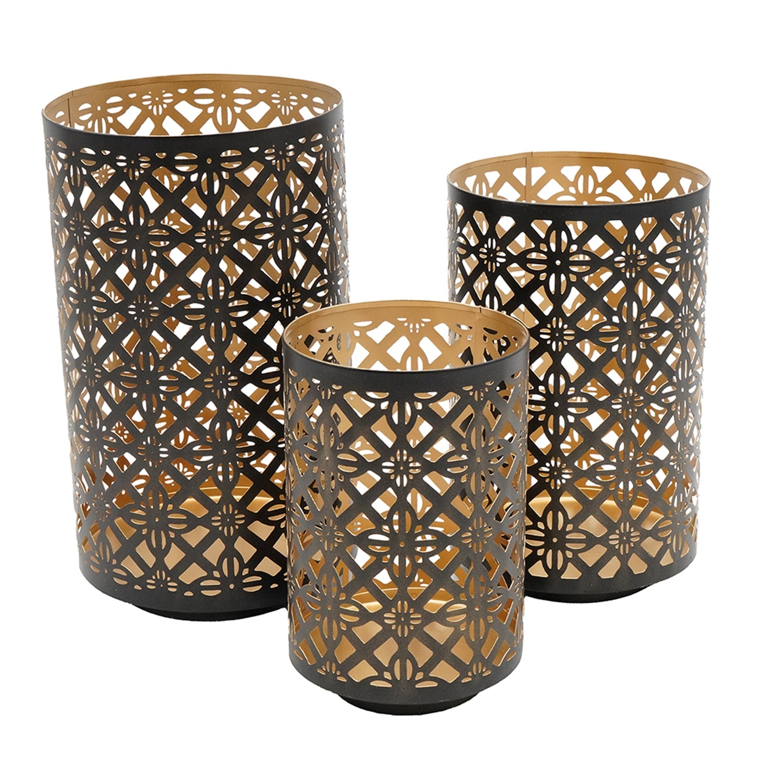 Set of 3 Helena Pierced Metal Lanterns, L:D7x12' M:D6.5x10' S:D5x8.5'