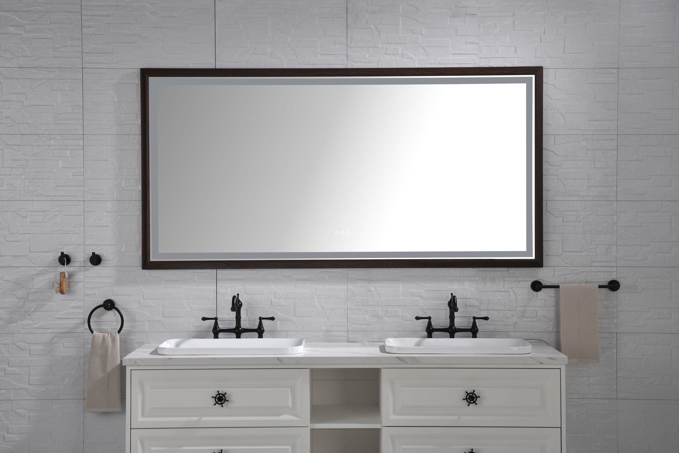 72 x 36 Inch LED Bathroom Mirror with Aluminum Frame, Wall Mounted Vanity Mirror, Anti-Fog, Memory, 3 Colors, Stepless Dimmable