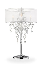 35' Tall Table Lamp 'Evangelia', Silver finish and Crystal Accents, Clear Shade