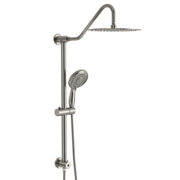 Brushed Nickel Round Shower Set with Dual Shower Heads and Hand Shower, 10-Inch Top Spray, Metal & Plastic