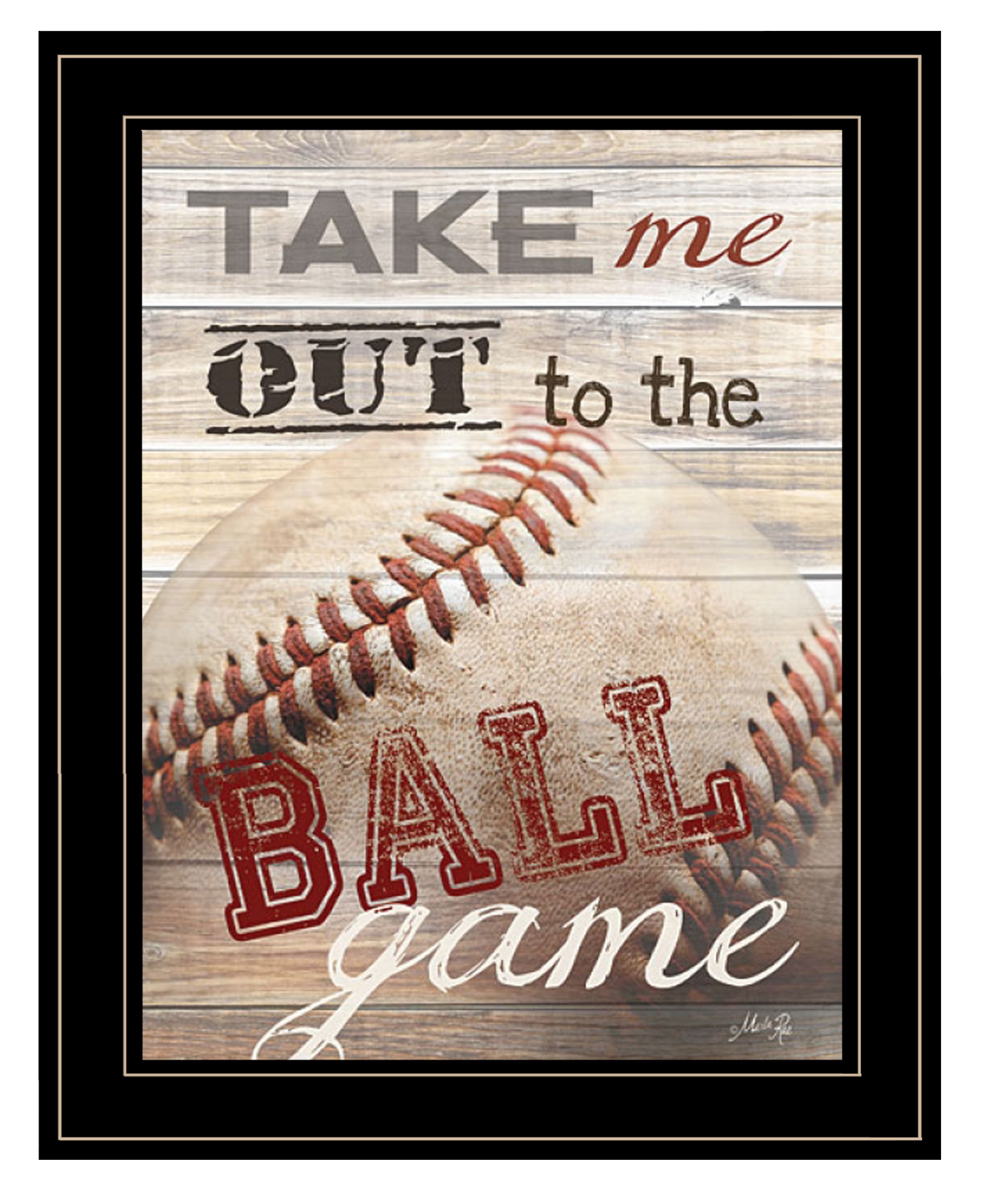 'Take Me Out to the Ball Game' by Marla Rae, Ready to Hang Framed Print, Black Frame
