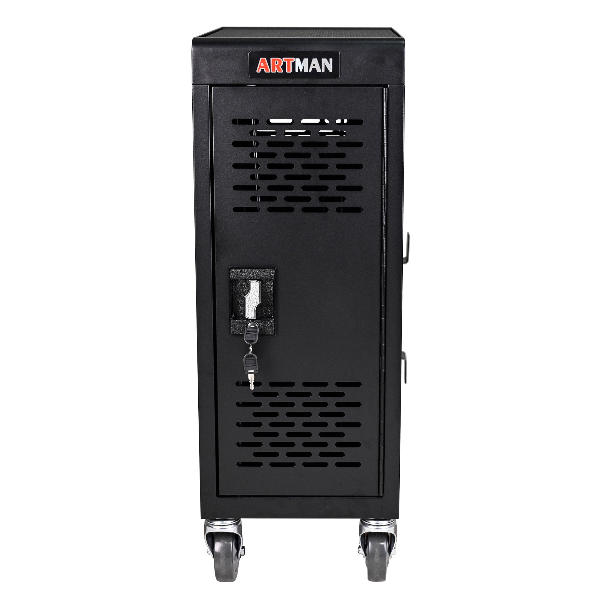 16 Bay Mobile School Charging Cart Station for Chromebook, Tablet and Laptop Computer with Power Strip Included - Black