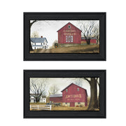 'Antique Barn & Quilt Barn' 2-Piece Vignette by Billy Jacobs, Black Frame