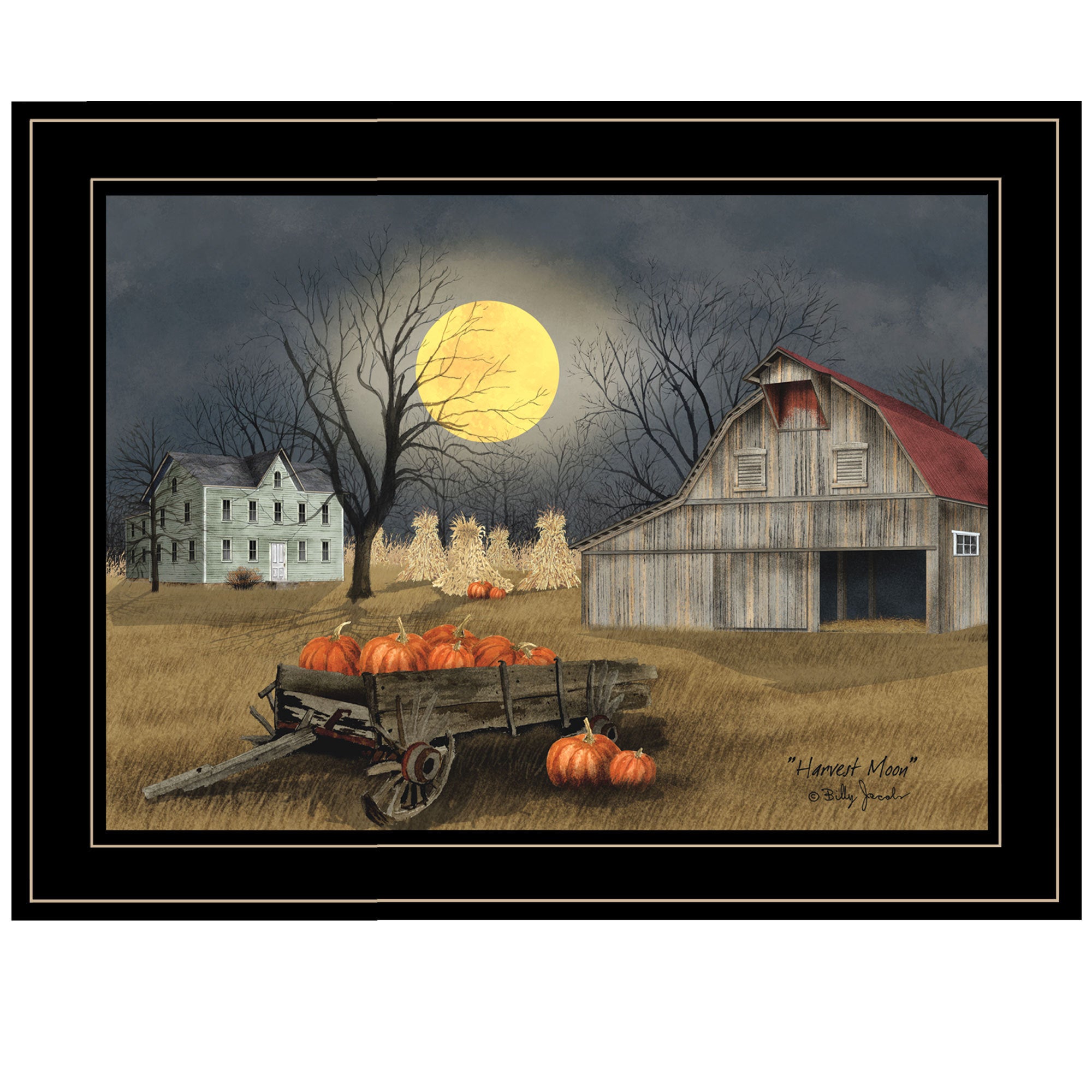 'Harvest Moon' By Billy Jacobs, Ready to Hang Framed Print, Black Frame