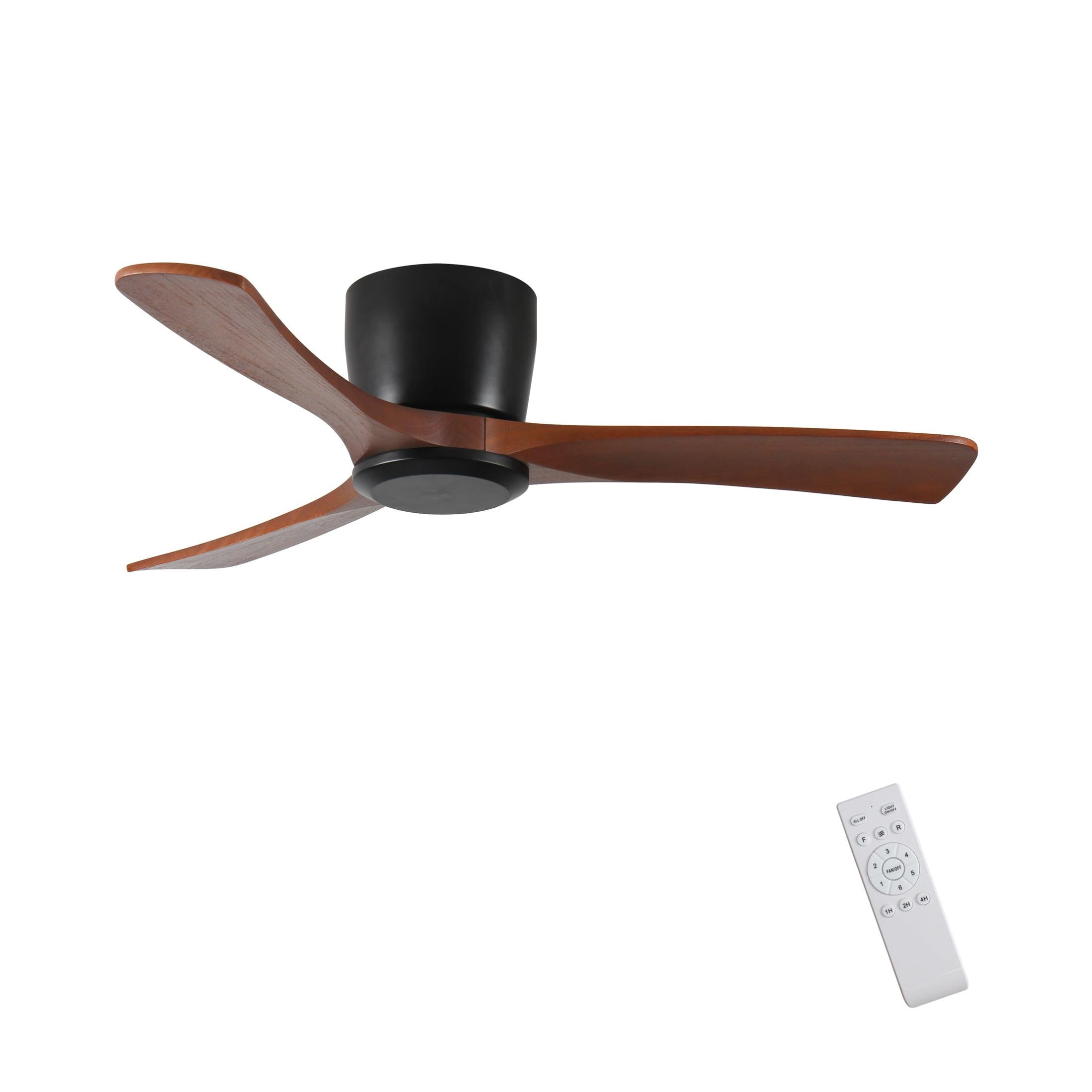 52 Inch Ceiling Fan no light with Remote Control, Low Profile Flush Mount Ceiling Fan without Light,Noiseless Reversible DC Motor with Timer