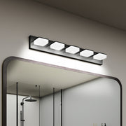 LED Modern Bathroom Vanity Light Fixtures (5-Light, 32-Inch), Matte Black Modern Acrylic Bathroom Wall Lighting Fixtures Over Mirror (Cool White 6000K)