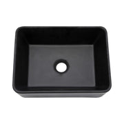 Modern Black Ceramic Rectangular Vessel Bathroom Sink 16x12 Inches
