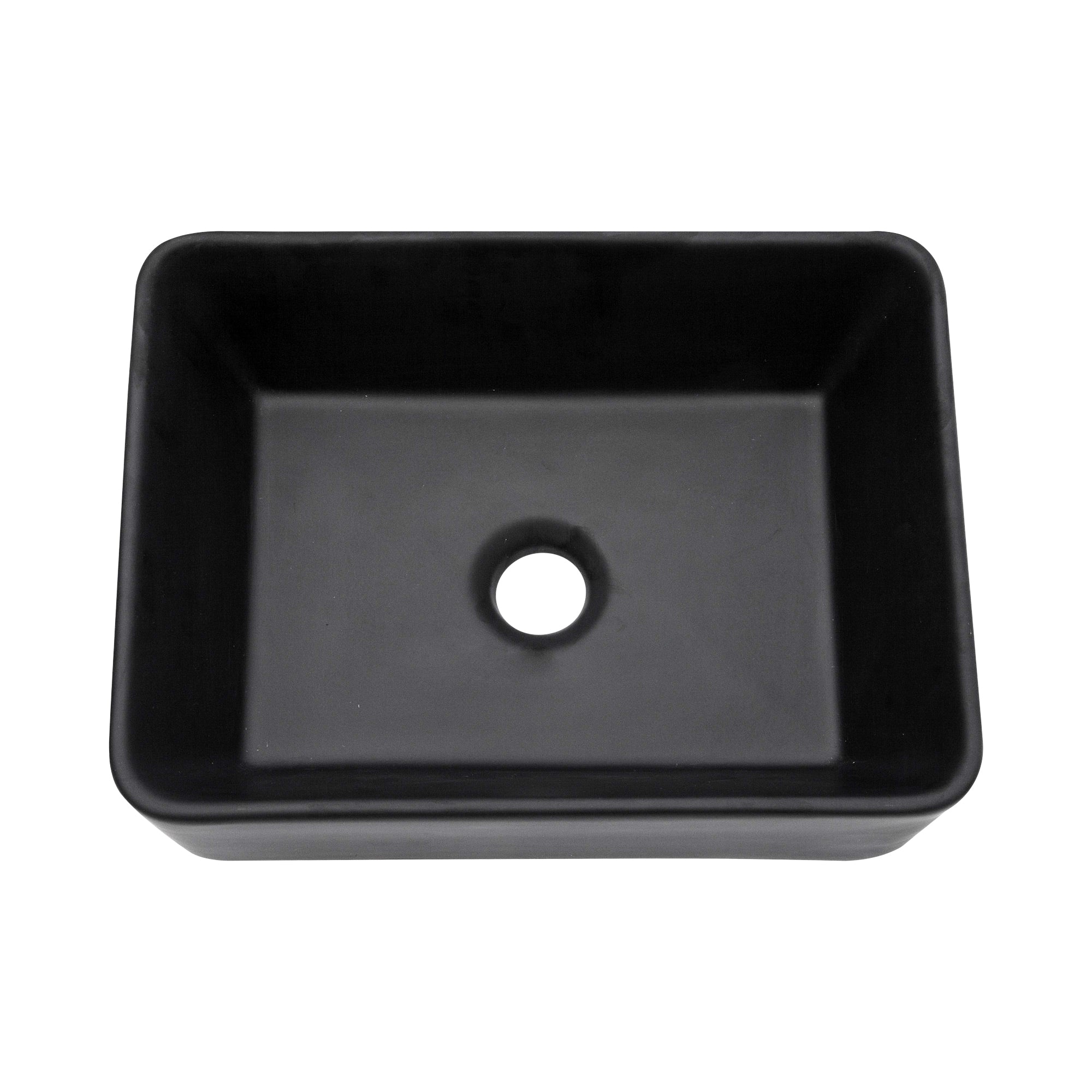 Modern Black Ceramic Rectangular Vessel Bathroom Sink 16x12 Inches