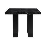 MIKHA Transitional Style Black Bar Table with Grey Upholstered Bar Stools Set