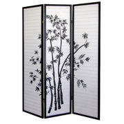 70' Tall 3-Panel Screen / Room Divider, Bamboo Design with Black finish