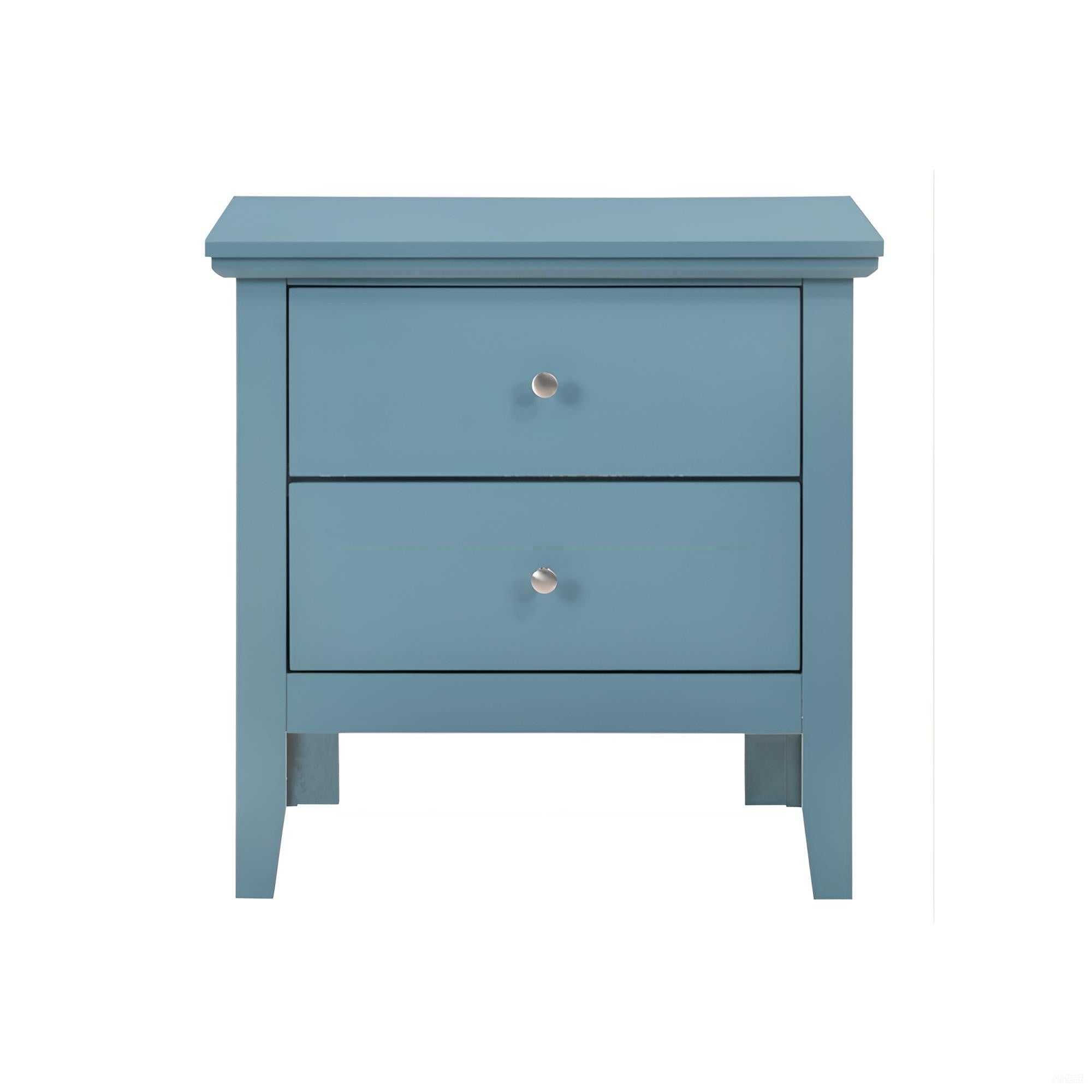 Teal Elegance Nightstand With Drawers in Vivid Finish and Particle Board Construction