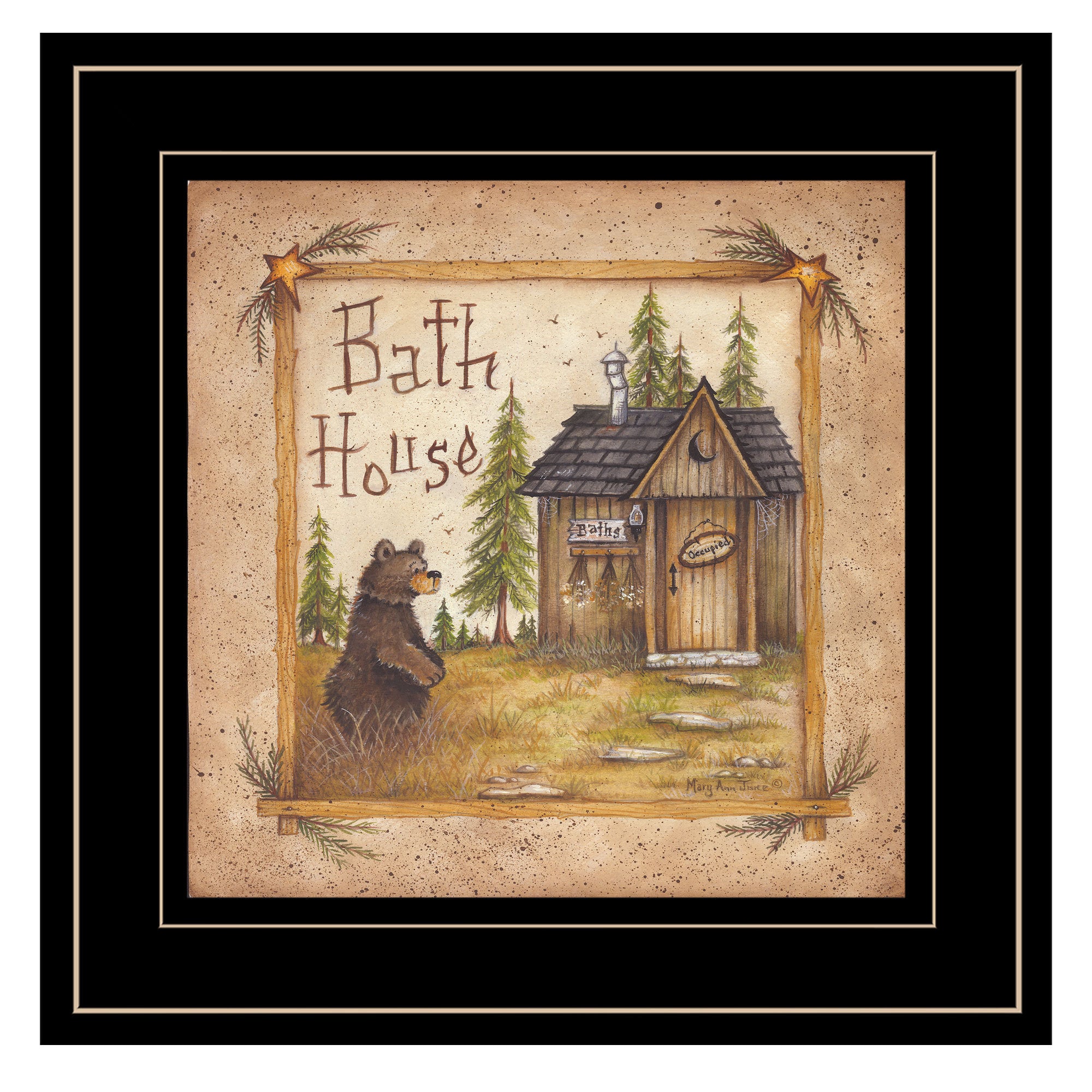 'Bath House' by Mary Ann June, Ready to Hang Framed Print, Black Frame