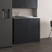 Zurich 39' Wide Utility Sink, Base Cabinet Two-Door Cabinet With Two Shelves, Stainless Steel Sink, Laundry Room, Garage Sink, Black