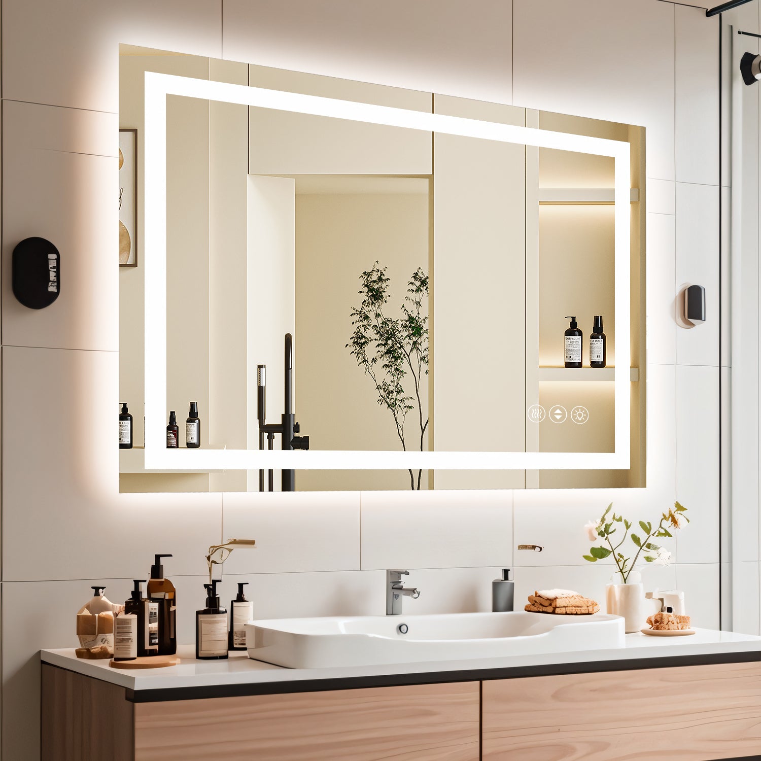 40x30 Inch Frameless LED Bathroom Mirror,Smart Mirror