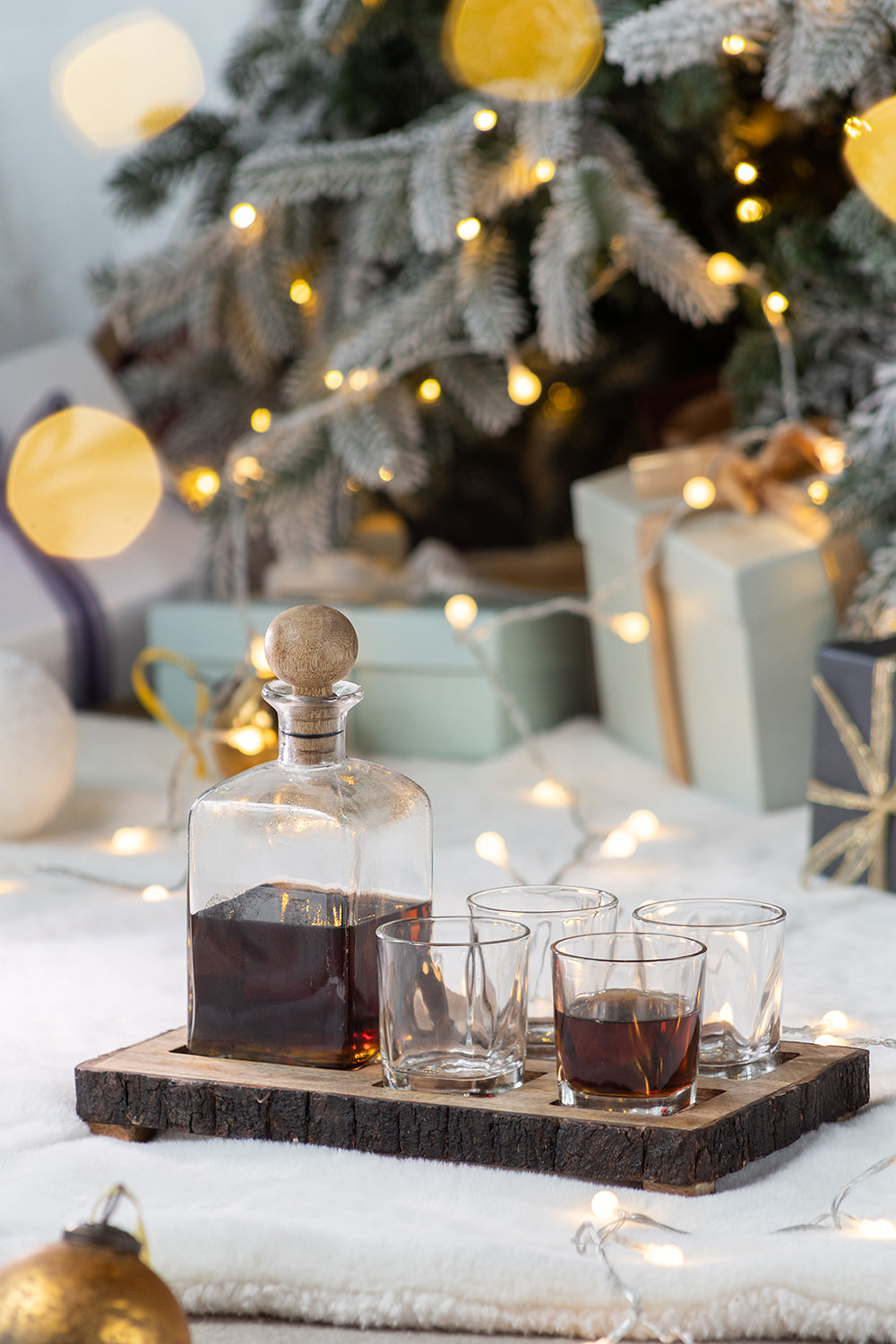 S/6 Alaine Bar Set with Mango Wood Stand