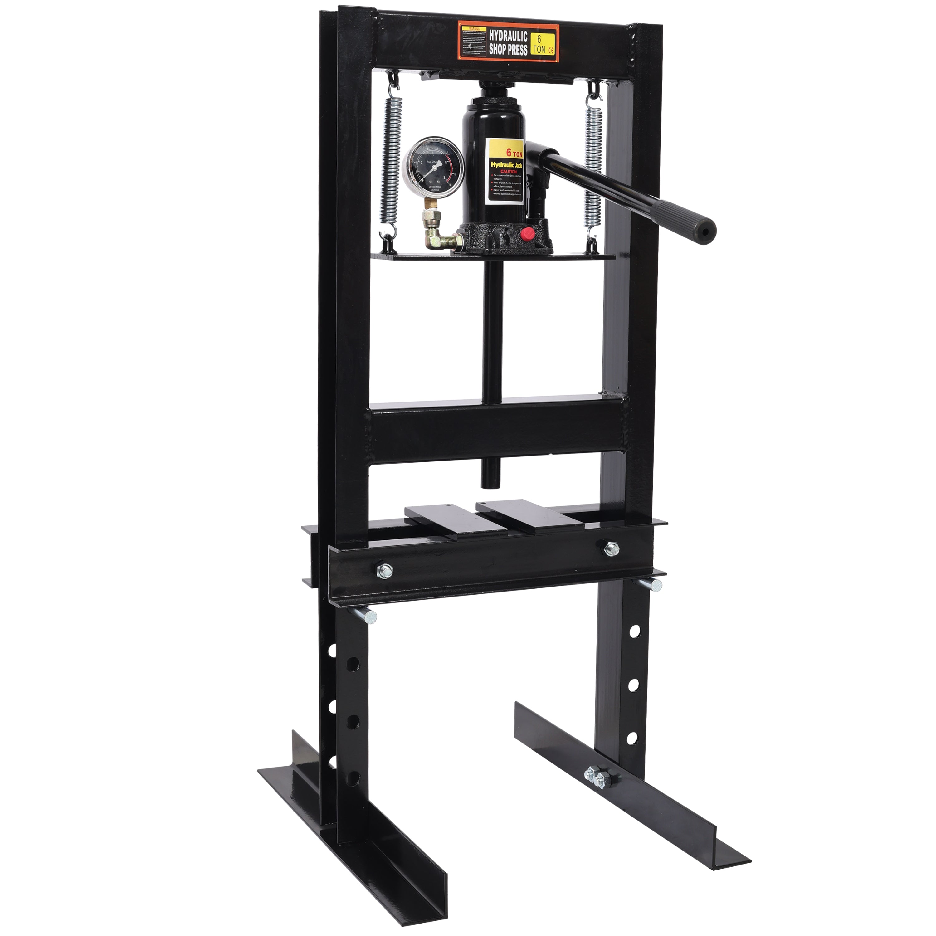 6Ton Bottle Jack Shop Press with Gauge, Bend, Straighten, or Press Parts, Install Bearings, U-Joints, Bushings, Ball Joints, and Pulleys,Black