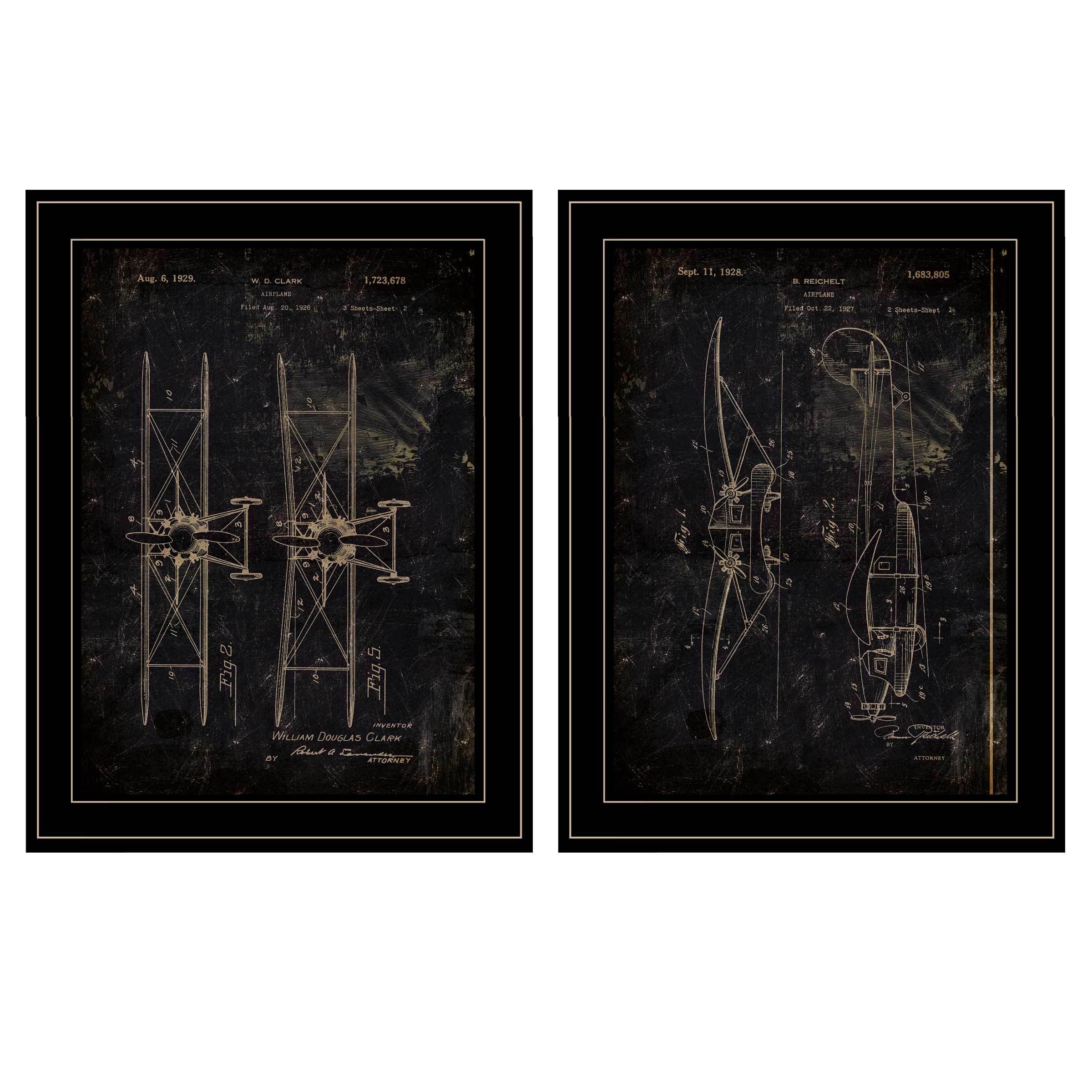 'Airplane Patent I & II' 2-Piece Vignette by Cloverfield & Co, Black Frame