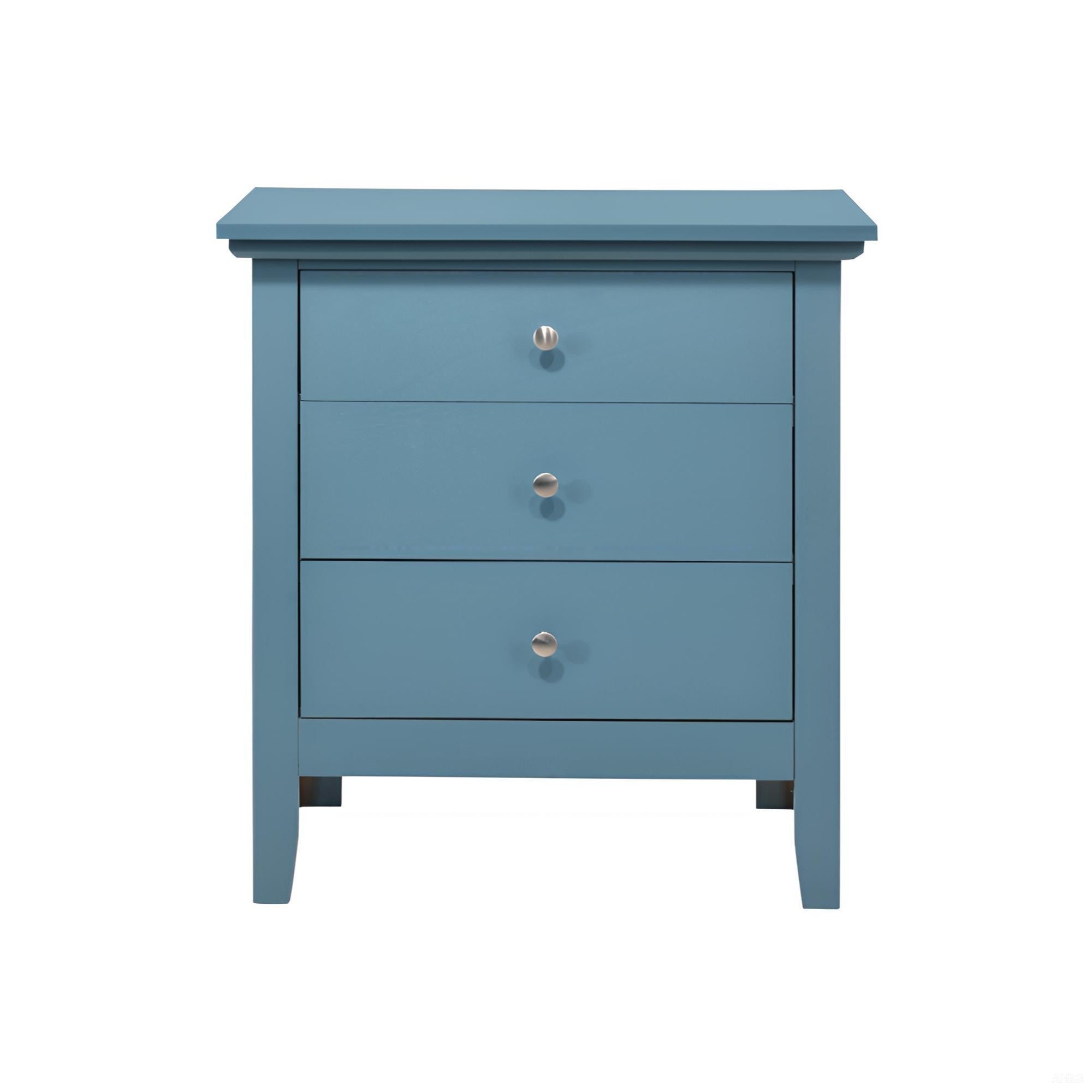 Casual Teal Storage Nightstand with Convenient Drawers and Particle Board Construction