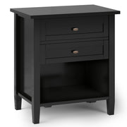 Warm Shaker Solid Wood 24 inch Wide Transitional Nightstand in Black