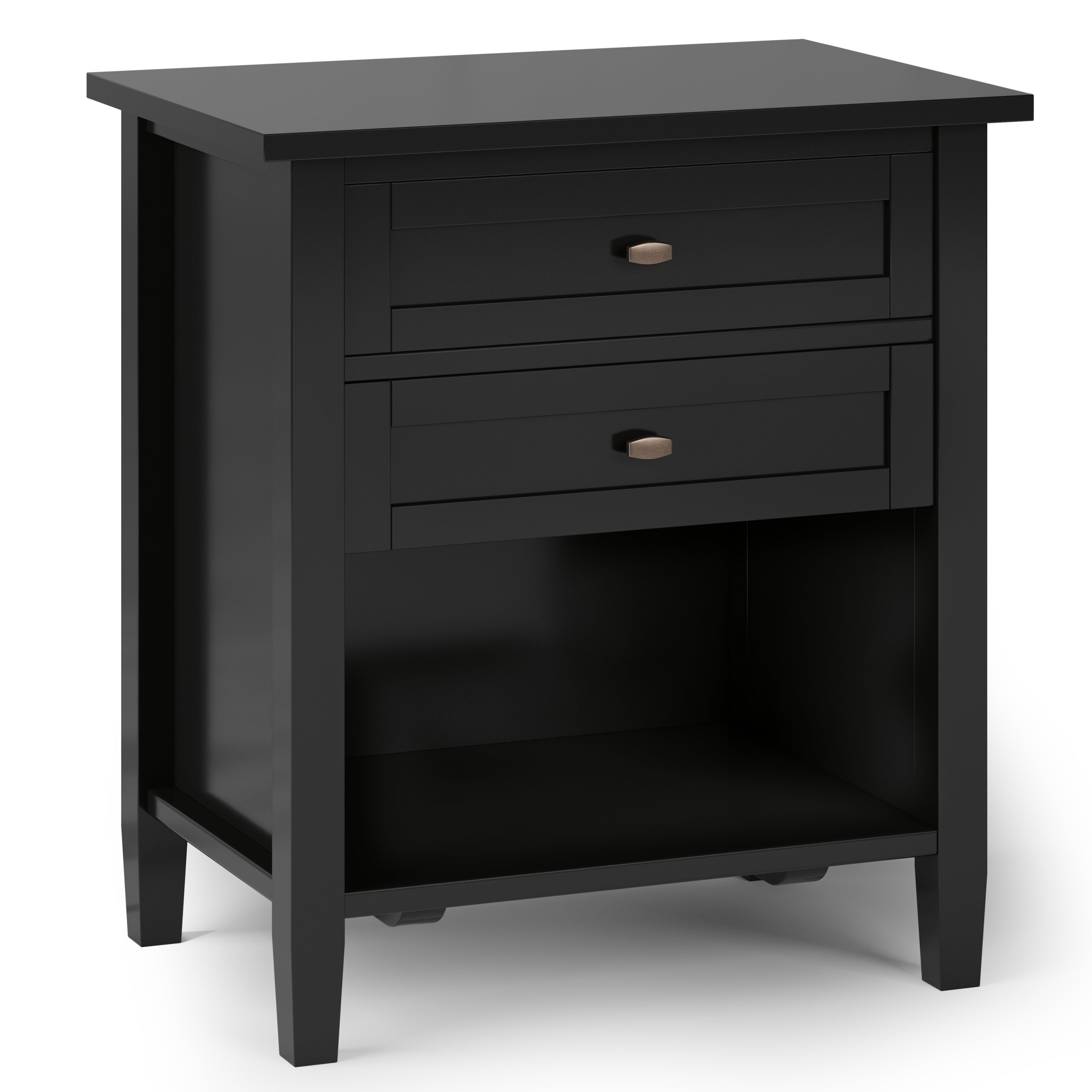 Warm Shaker Solid Wood 24 inch Wide Transitional Nightstand in Black