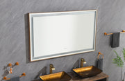 60 x 36 Inch LED Bathroom Mirror with Aluminum Frame, Wall Mounted Vanity Mirror, Anti-Fog, Memory, 3 Colors, Stepless Dimmable