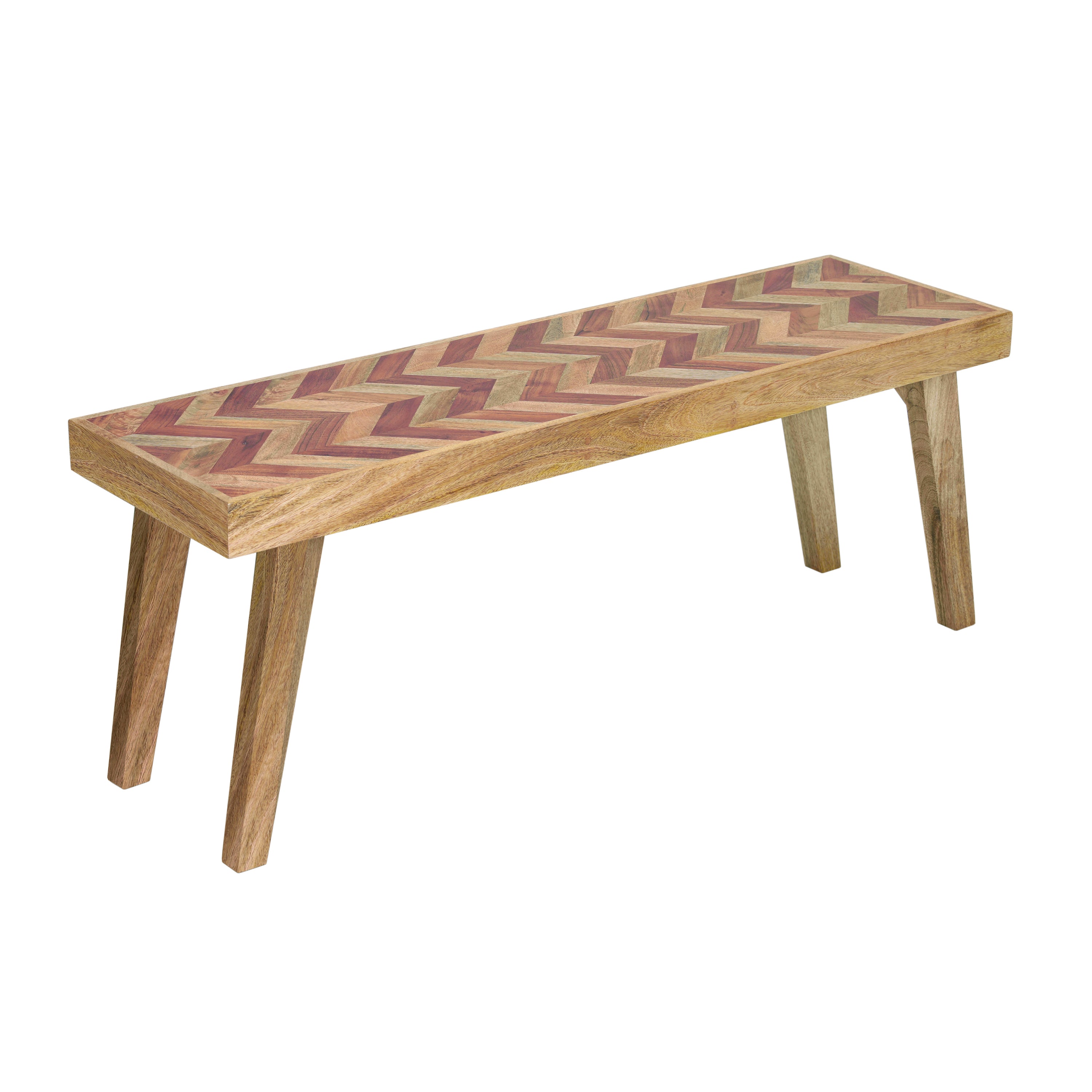 Artisan Handcrafted Mango Wood Bench Natural Finish Rustic Boho Style 48 Inch