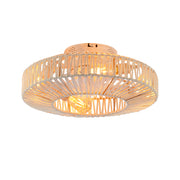 20'  Rope Caged Ceiling Fans with  Remote,  Flush Mount Ceiling Fan with Light, Low Profile Chandelier 6 Speed DC Motor Reversible Ceiling Fan For  Living Room Bedroom.--NOT INCLUDED BULBS-Matte White