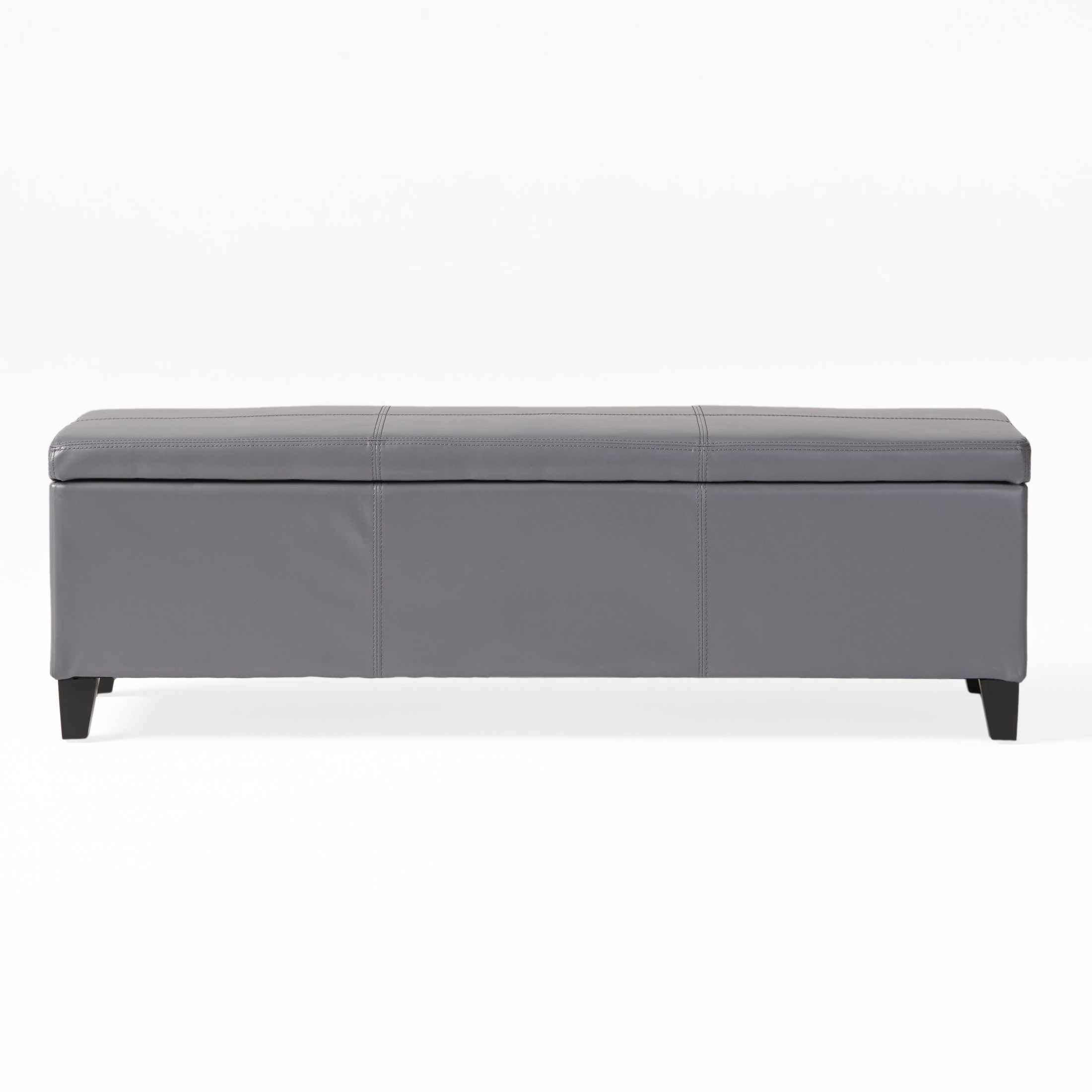 GLOUSTER Contemporary Storage Ottoman V2 with Versatile Functionality in Grey PU, 51.25 x 17.50 x 16.25 inches