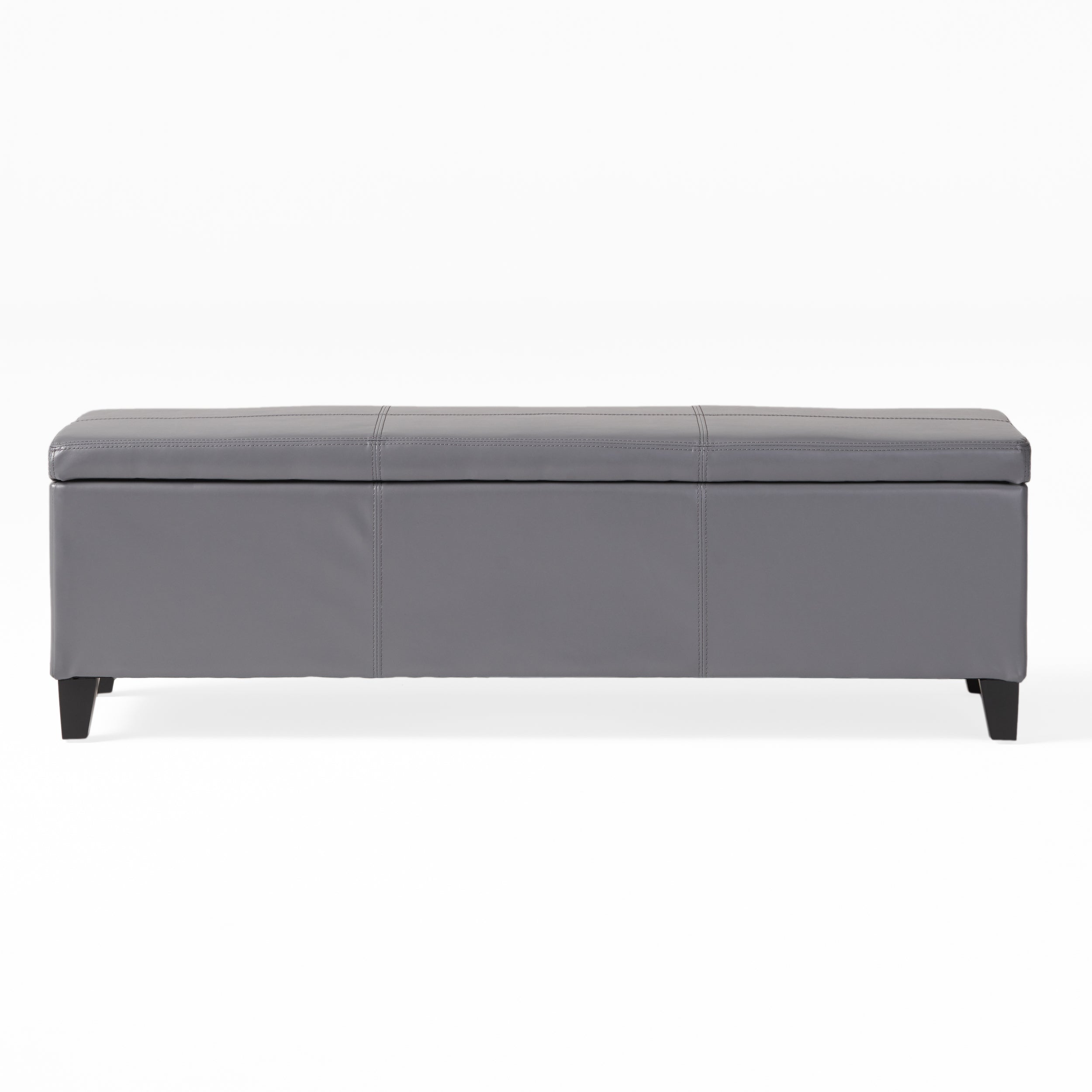GLOUSTER Contemporary Storage Ottoman V2 with Versatile Functionality in Grey PU, 51.25 x 17.50 x 16.25 inches