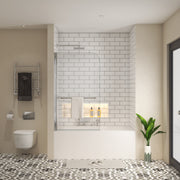 Bath tub Pivot shower screen, with 1/4' tempered glass and towel bar  3458