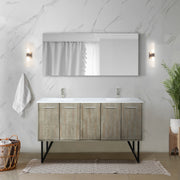 Rustic Acacia Double Bath Vanity 60 in. W x 20 in. D, Cultured Marble Top and Brushed Nickel Faucet Set