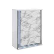Modern MOON WHITE Marble Chest with LED Accent Lighting, Solid Wood and MDF, High Gloss Finish