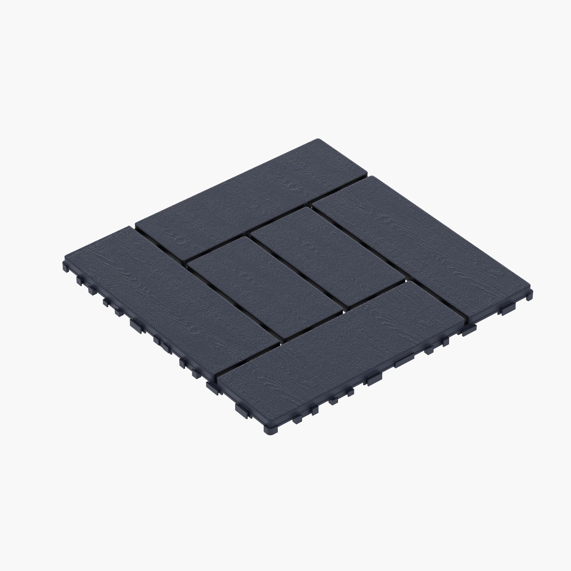 ZZ Style Deck Tiles 12-Inch DIY Modular Interlocking Floor Tiles Dark Gray Polypropylene