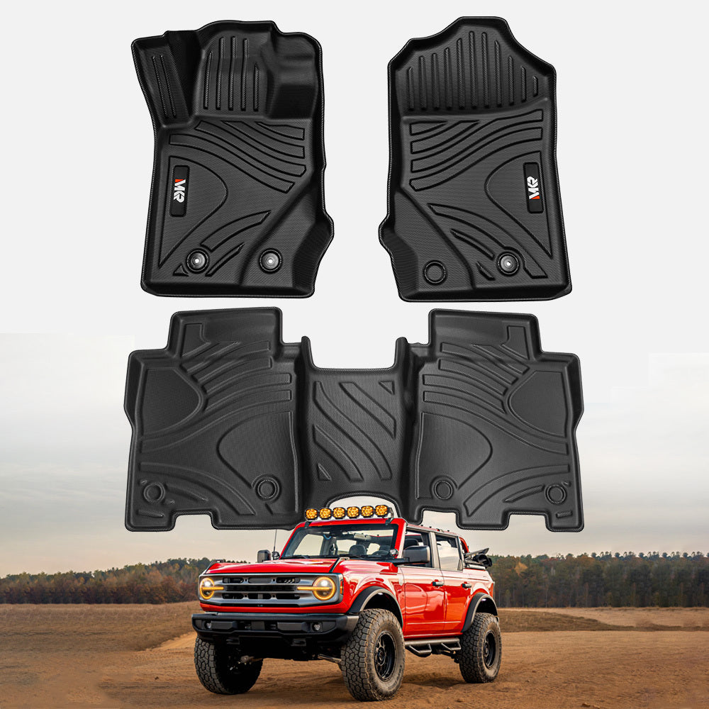 MKR Car Floor Mats for 2021-2023 Ford Bronco 4 Doors 3D TPE All-Weather Floor Mats - Full Set Interior Car Accessories All-Weather(Not fit 2 doors version)