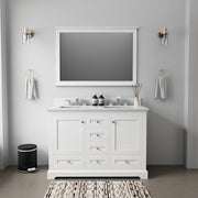 White Double Bath Vanity 48 in. W x 22 in. D, with White Quartz Top