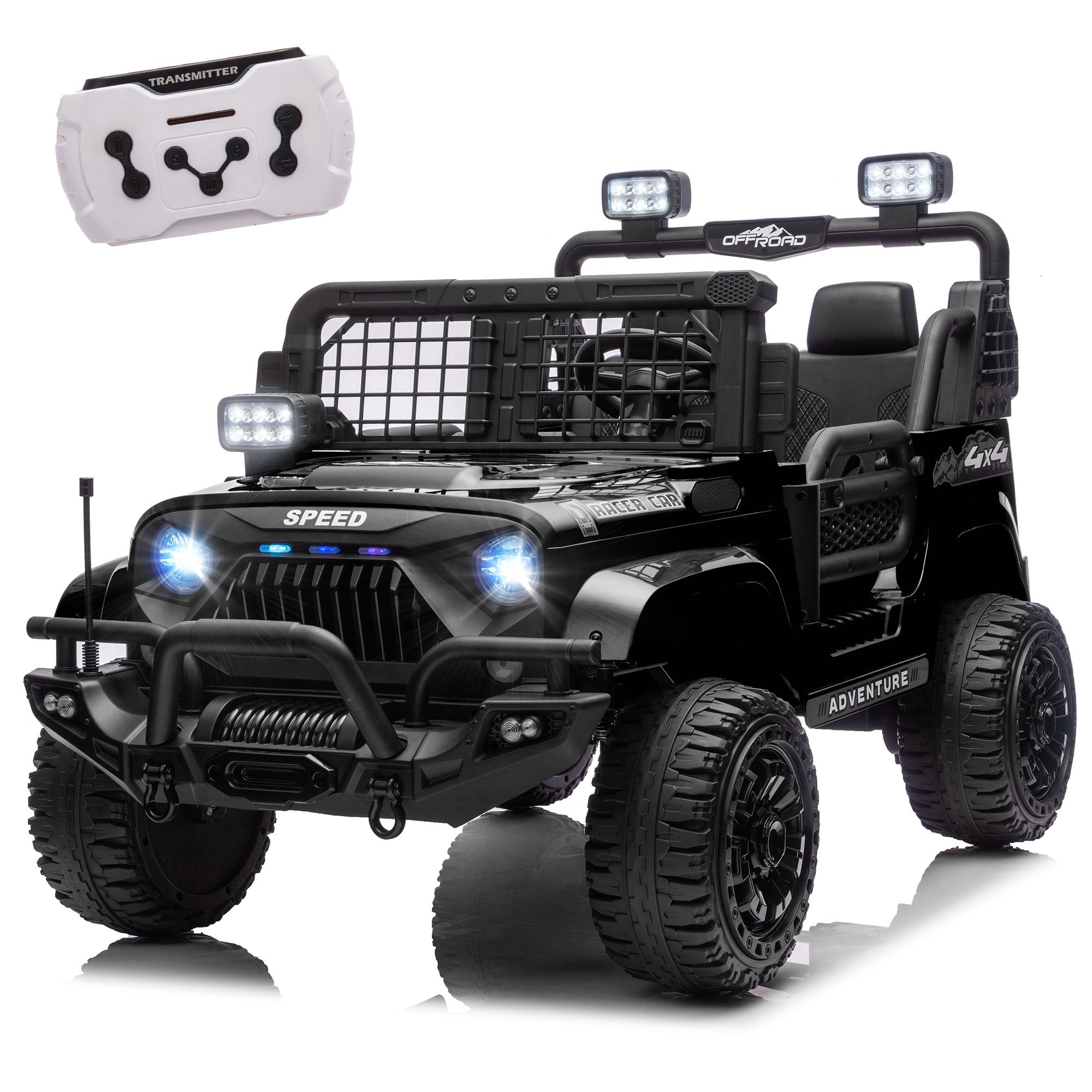 24V 100W*2 Kids Ride On Car w/ Remote Control - 3 Speed Adjustable,LED Headlights,4-Wheel Shock Absorption,USB/MP3 Charging & Battery Indicator,Bluetooth & music - Electric Toy Car for kids 3-8