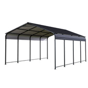 Heavy Duty Metal Carport with Galvanized Steel Roof and Enhanced Base, Anthracite, 12x20 FT