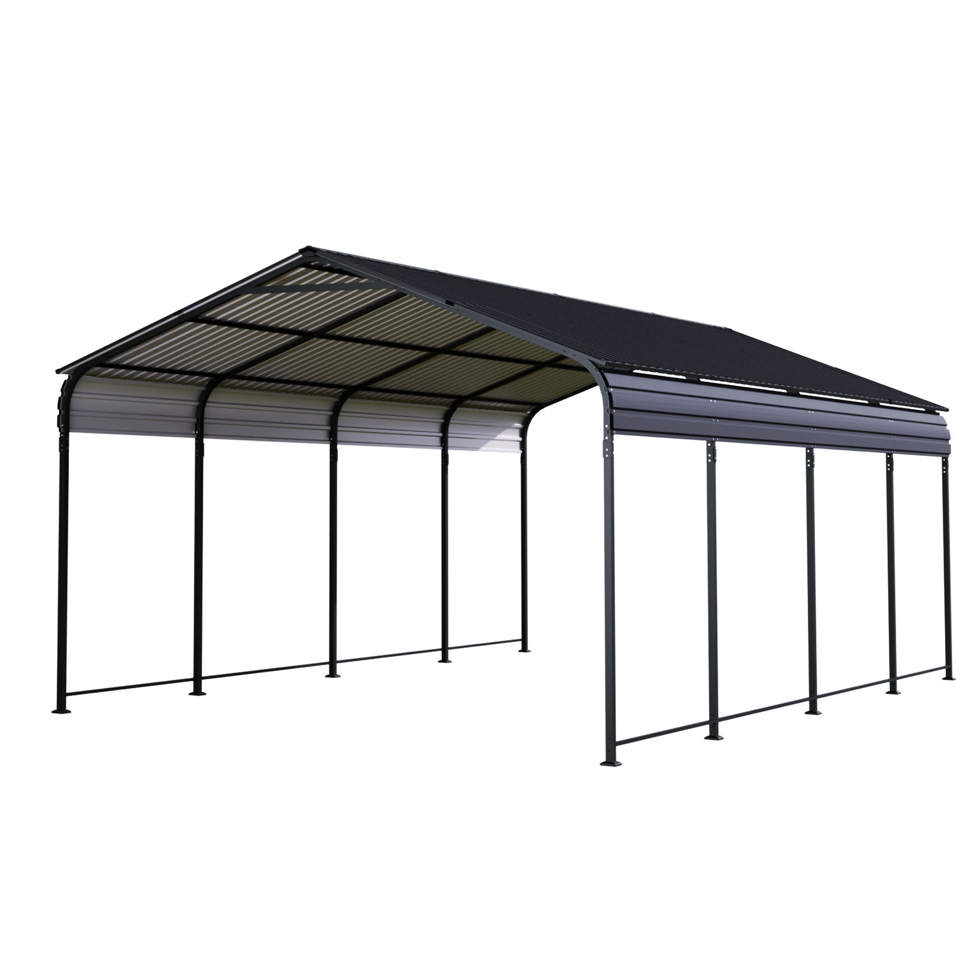 Heavy Duty Metal Carport with Galvanized Steel Roof and Enhanced Base, Anthracite, 12x20 FT