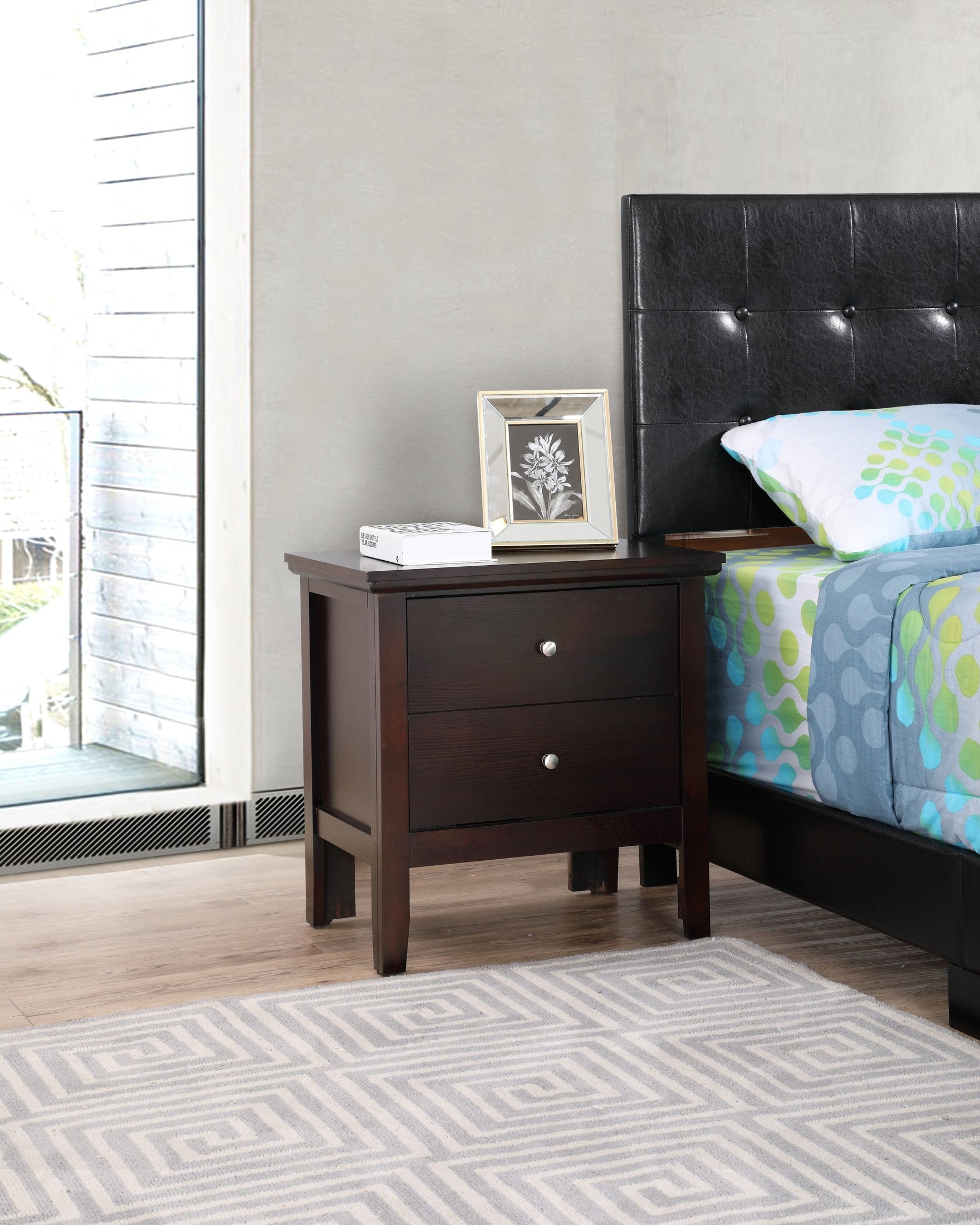 Chic Espresso Nightstand With Storage Drawers